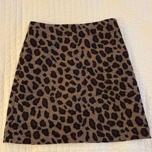 Ann Taylor Leopard Print Wool Mini A-Line Skirt